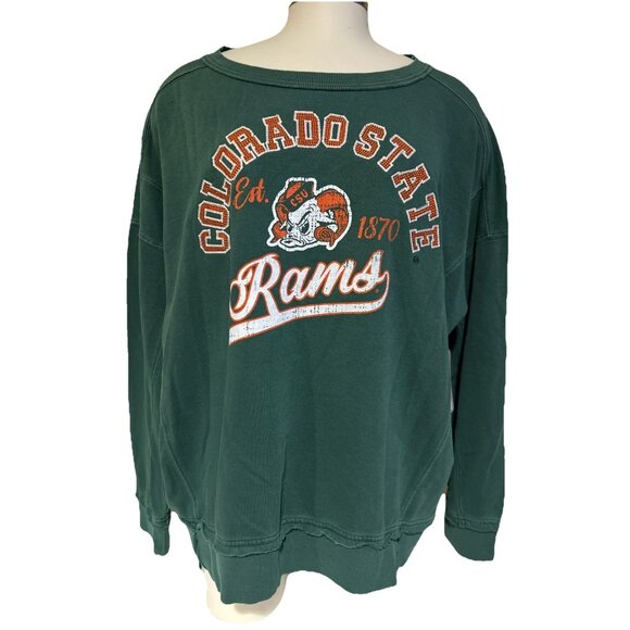 NEW CSU Colorado State Retro Rams Aggies Womens Scoop Crewneck Sweatshirt M NCAA - Picture 1 of 11